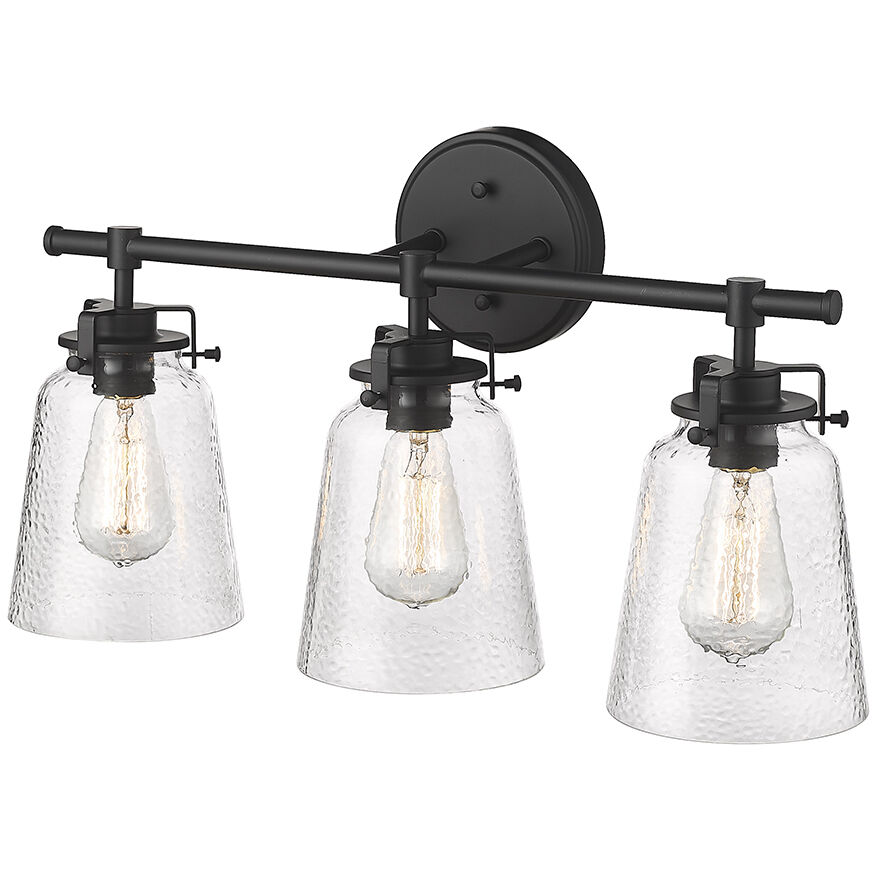 Amberose 3 Light 22.9 inch Matte Black Bathroom Vanity Light Wall Light